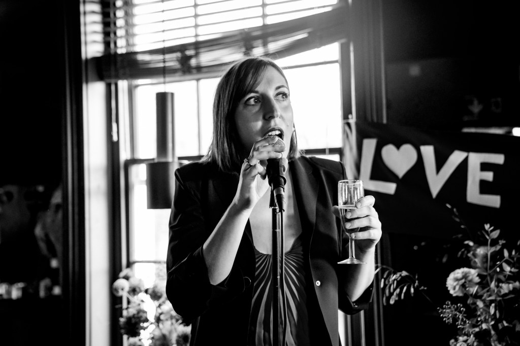 Speech giver at a wedding